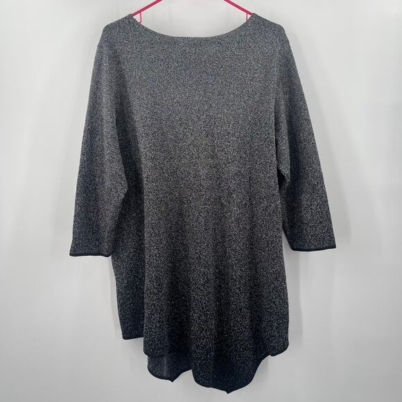 Chelsea & Theodore Top Size 2X Ombre Metallic Sparkle Asymmetrical Curvy Plus - Picture 2 of 12